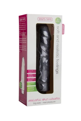 Чёрный вибратор Realistic Skin Vibrator Big - 22 см.