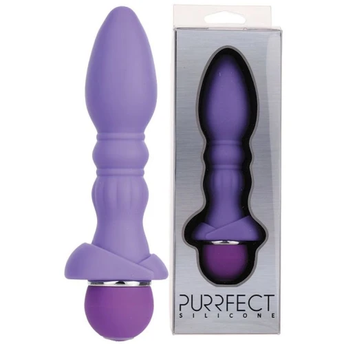 Фиолетовый вибромассажер для анальной стимуляции PURRFECT SILICONE ANAL VIBRATOR - 13 см.