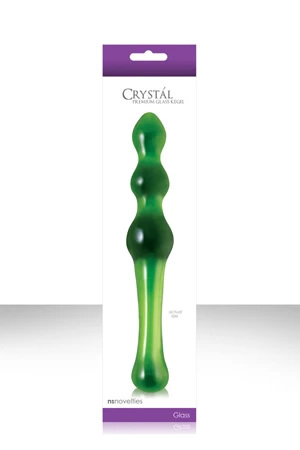 Малый зелёный стеклянный анальный стимулятор CRYSTAL KEGEL - 18,5 см.