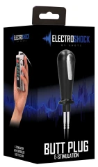Чёрный электростимулятор с проводящей насадкой E-Stim Butt Plug - 8 см.
