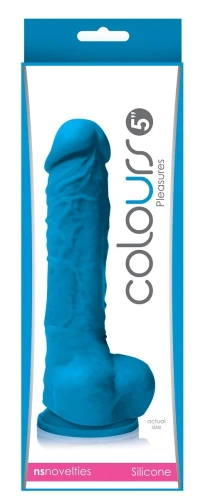 Голубой фаллоимитатор Colours Pleasures 5" Dildo на присоске - 17,8 см.