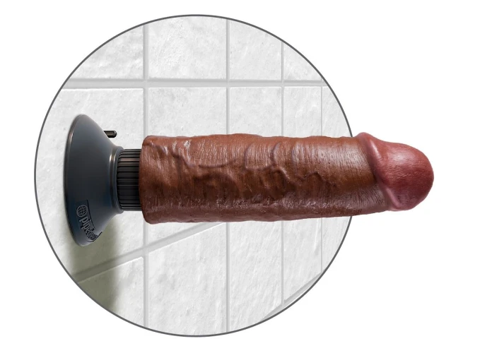 Коричневый вибратор 6" Vibrating Cock - 17,8 см.