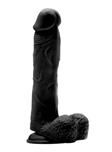Чёрный фаллоимитатор Realistic Cock 9" With Scrotum - 23,5 см.