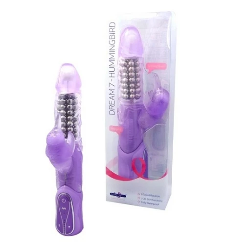 Вибратор с клиторальным стимулятором Premium Range Dream7 Hummingbird - 22 см.