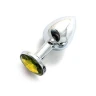 Анальное украшение BUTT PLUG Small с жёлтым кристаллом - 7 см.