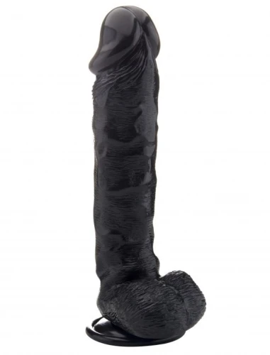 Чёрный фаллоимитатор Realistic Cock 13,4" With Scrotum - 34 см.