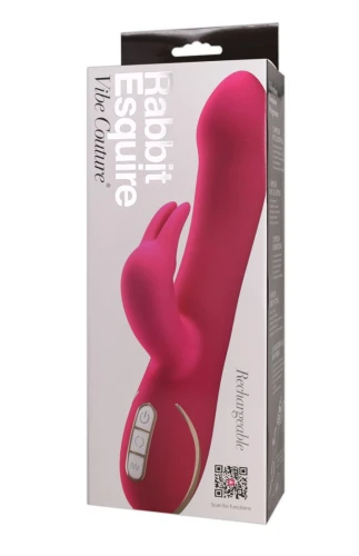 Розовый вибратор-ротатор со стимулятором клитора Rabbit Esquire - 22 см.