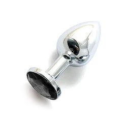 Анальное украшение BUTT PLUG Small с чёрным кристаллом - 7 см.