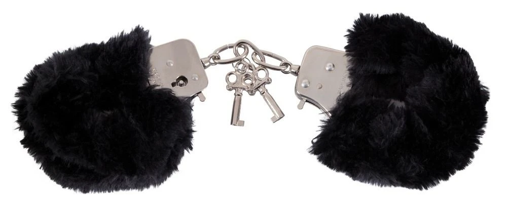 Чёрные меховые наручники Love Cuffs Black