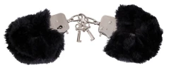 Чёрные меховые наручники Love Cuffs Black