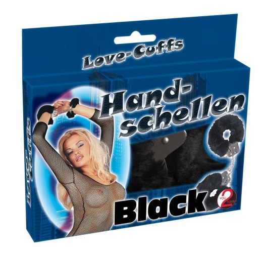Чёрные меховые наручники Love Cuffs Black