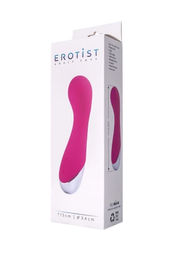 Розовый перезаряжаемый вибратор Erotist с крупной головкой - 15 см.