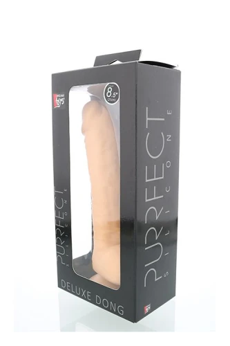 Телесный фаллоимитатор PURRFECT SILICONE DELUXE DONG 8.5INCH - 21 см.