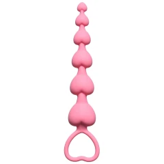 Розовая анальная цепочка Heart's Beads Pink - 18 см.