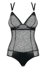 Пикантное боди с декоративной wet-look вставкой