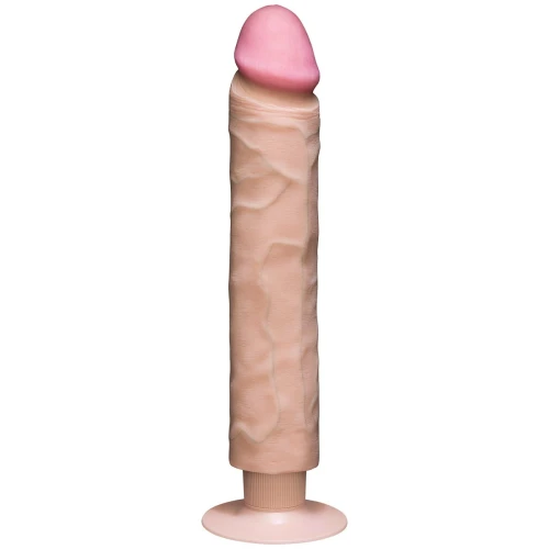 Телесный вибратор-реалистик The Realistic Cock ULTRASKYN Without Balls Vibrating 10” - 29,2 см.
