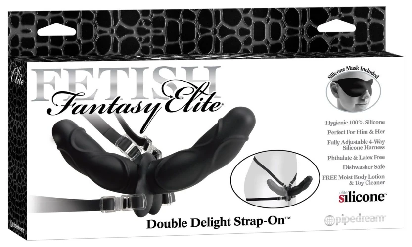 Женский страпон Double Delight Strap-On с вагинальной пробкой - 12,7 см.