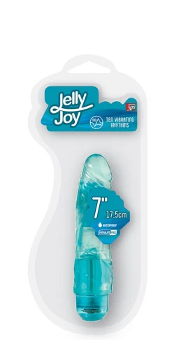 Голубой вибратор-реалистик JELLY JOY 7INCH 10 RHYTHMS BLUE - 17,5 см.