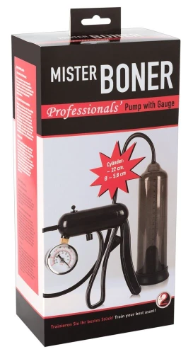 Чёрная вакуумная помпа с манометром Mister Boner Professionals Pump