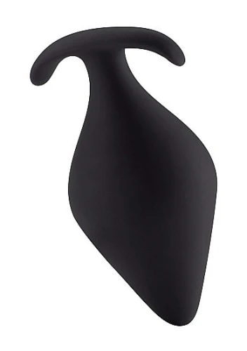 Чёрная анальная пробка Butt Plug with Handle Medium - 12 см.