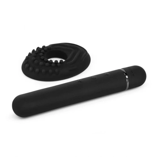 Чёрный мини-вибратор Le Wand Baton с текстурированной насадкой - 11,9 см.
