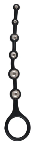 Анальная цепочка с ручкой-кольцом Bendable Silicone Beads - 25 см.
