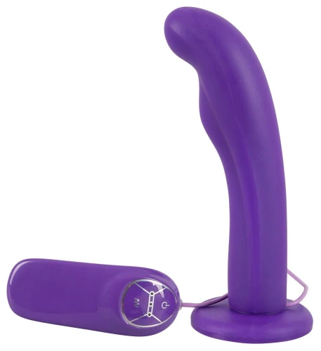 Фиолетовый вибратор с присоской Silicone Purple Vibe - 17,5 см.