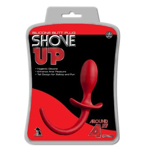 Красная анальная пробка с хвостом SHOVE UP 3.5INCH BUTTPLUG WITH TAIL