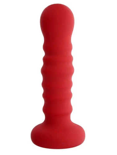 Красная рельефная пробка MENZSTUFF RIBBED PROBE - 21 см.