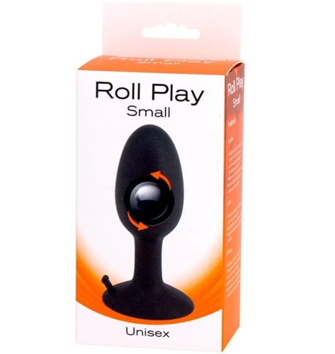 Чёрная анальная втулка со смещенным центром тяжести ROLL PLAY SMALL - 7 см.