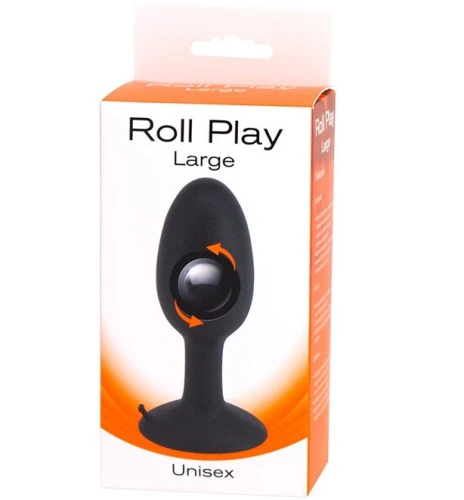 Чёрная анальная пробка со смещенным центром тяжести ROLL PLAY LARGE - 11 см.