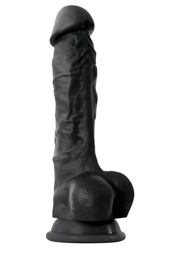 Чёрный фаллоимитатор на присоске Colours Pleasures 7" Dildo - 22,3 см.
