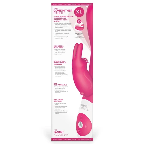 Розовый вибратор The Come Hither Rabbit XL с "манящим" эффектом