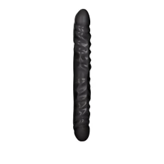 Чёрный двусторонний фаллоимитатор Veined Double Dong 12 - 30 см.