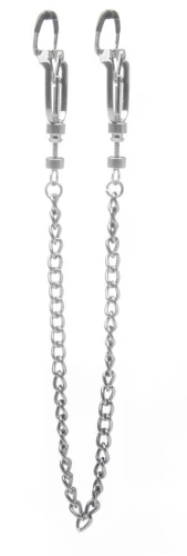 Серебристые зажимы на соски с цепочкой Helix Nipple Clamps
