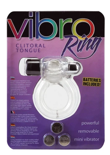Прозрачное эрекционное кольцо VIBRO RING CLITORAL TONGUE CLEAR