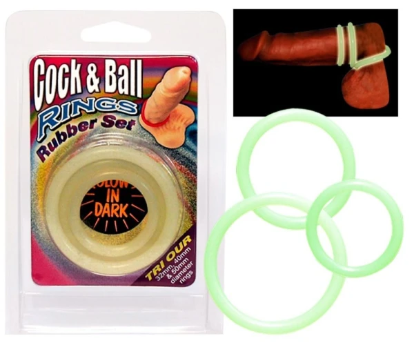 Набор из 3 светящихся в темноте колец Cock&Ball Rings Glow