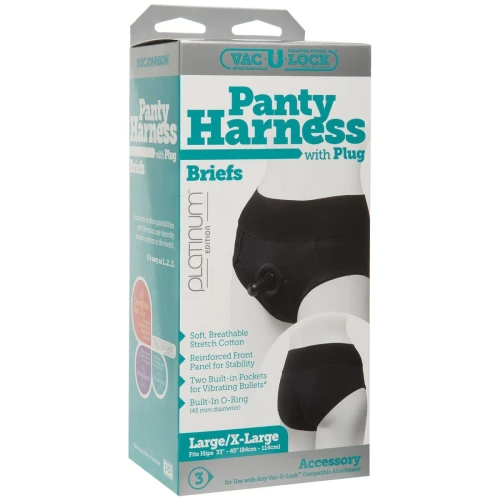 Трусики-брифы с плугом Vac-U-Lock Panty Harness with Plug Briefs - L/XL