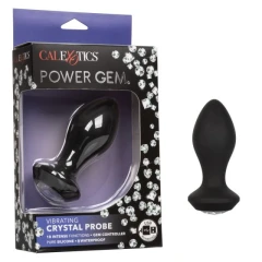 Чёрная анальная пробка с вибрацией и кристаллом Power Gem Vibrating Crystal Probe - 10,75 см.