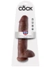 Коричневый фалоимитатор-гигант на присоске 11" Cock with Balls - 28 см.