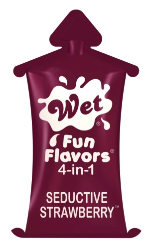 Разогревающий лубрикант Fun Flavors 4-in-1 Seductive Strawberry с ароматом клубники - 10 мл.