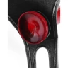 Чёрные виниловые женские трусики для страпона Crotchless Harness