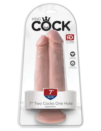 Сдвоенный телесный фаллоимитатор на присоске 7" Two Cocks One Hole - 20,3 см.