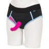 Ярко-розовый страпон на трусиках-брифах Broad City Pegasus Pegging Kit S/M - 17,8 см.