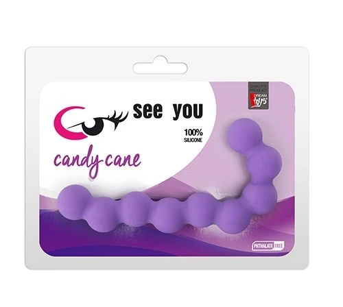 Фиолетовая анальная цепочка SEE YOU CANDY CANE ANAL BEADS - 13,1 см.