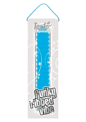Синий вибромассажер FUNKY RIBBED VIBE - 15 см.