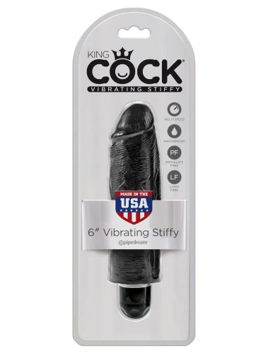 Чёрный вибратор-реалистик 6" Vibrating Stiffy - 17,8 см.