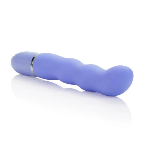 Голубой гнущийся вибратор 10-Function Silicone Pleasure Bendie Wavy G's - 17,8 см.