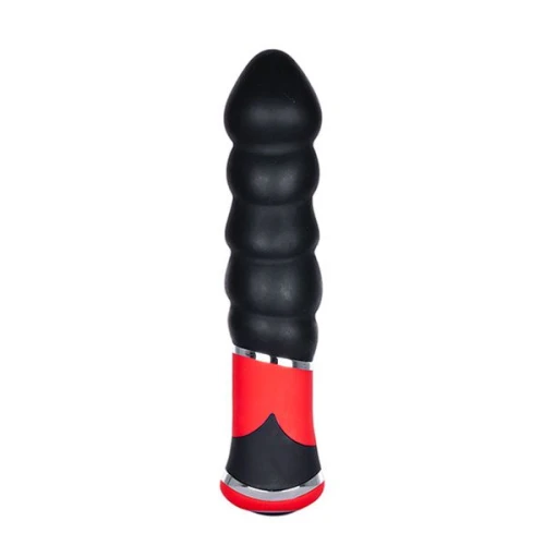 Чёрный силиконовый вибромассажёр для анальной стимуляции BOOTYFUL RIBBED VIBE