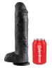 Чёрный фалоимитатор-гигант на присоске - 28 см.